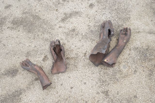 hands lending thought body, 2016, bronze, variable